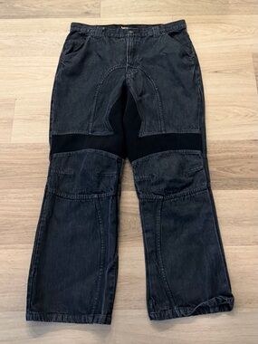 XElement Men’s Black Washed Denim Motorcycle Pants size 40x32 100% Cotton